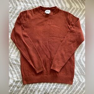 Pull&Bear Rust Textured Crewneck Sweater